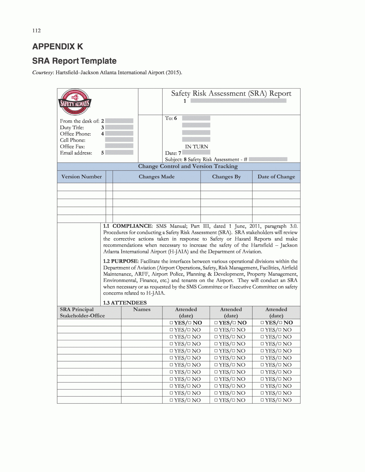 Appendix K – Sra Report Template | Airport Safety Risk Pertaining To Risk Mitigation Report Template