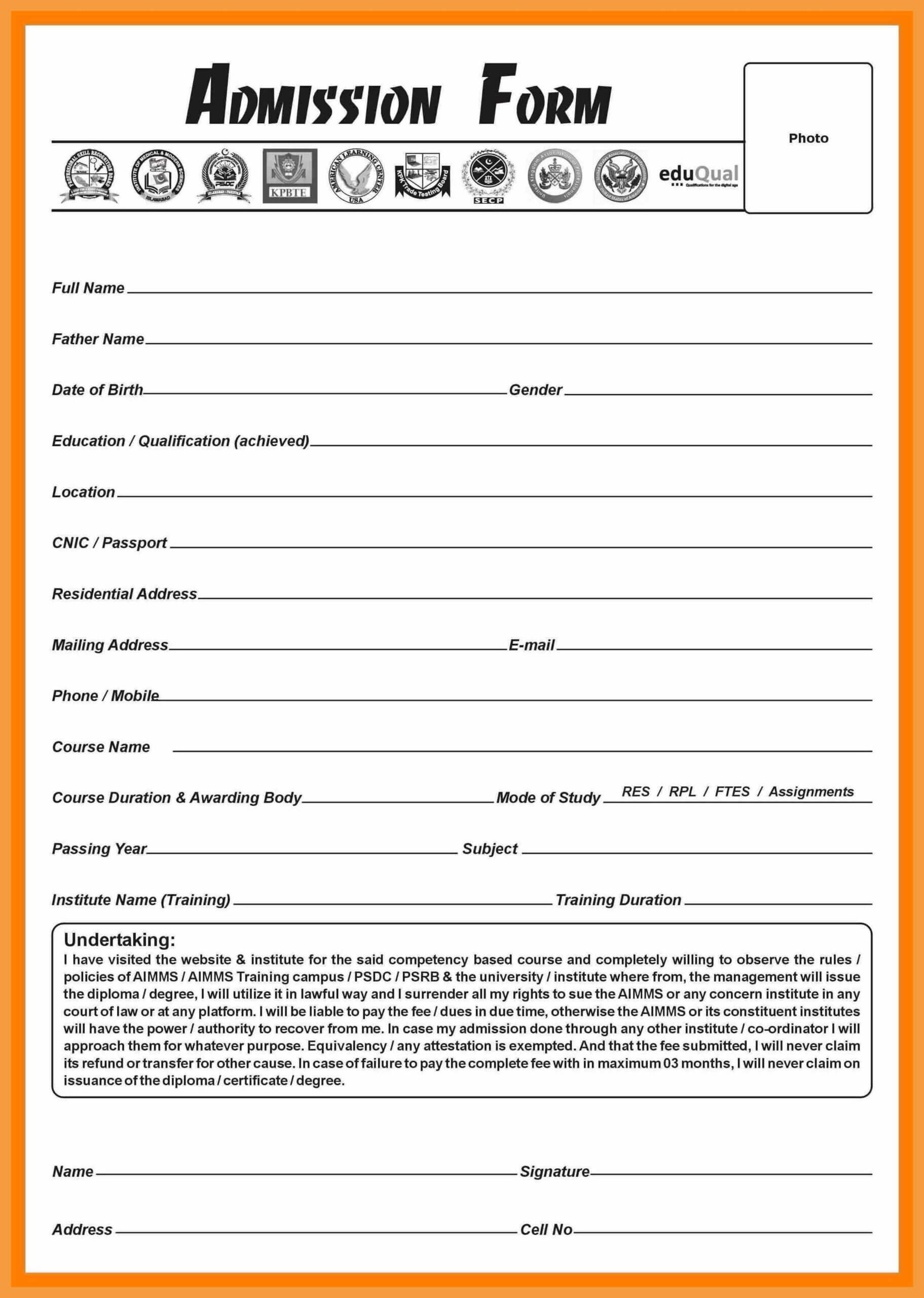 Application Form Format In Word – Yatay.horizonconsulting.co Inside School Registration Form Template Word