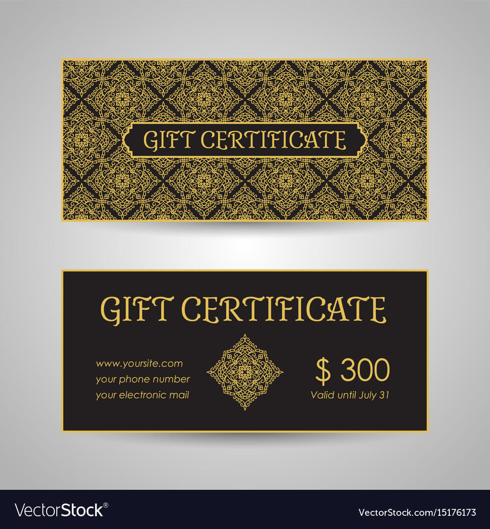 Arabic Style Gift Certificate Template With Gift Card Template Illustrator