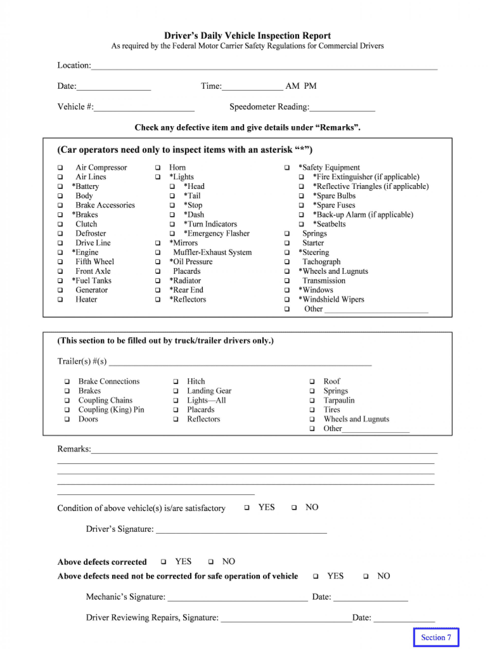 Archaicawful Daily Vehicle Inspection Report Template Ideas Intended For Daily Inspection Report Template