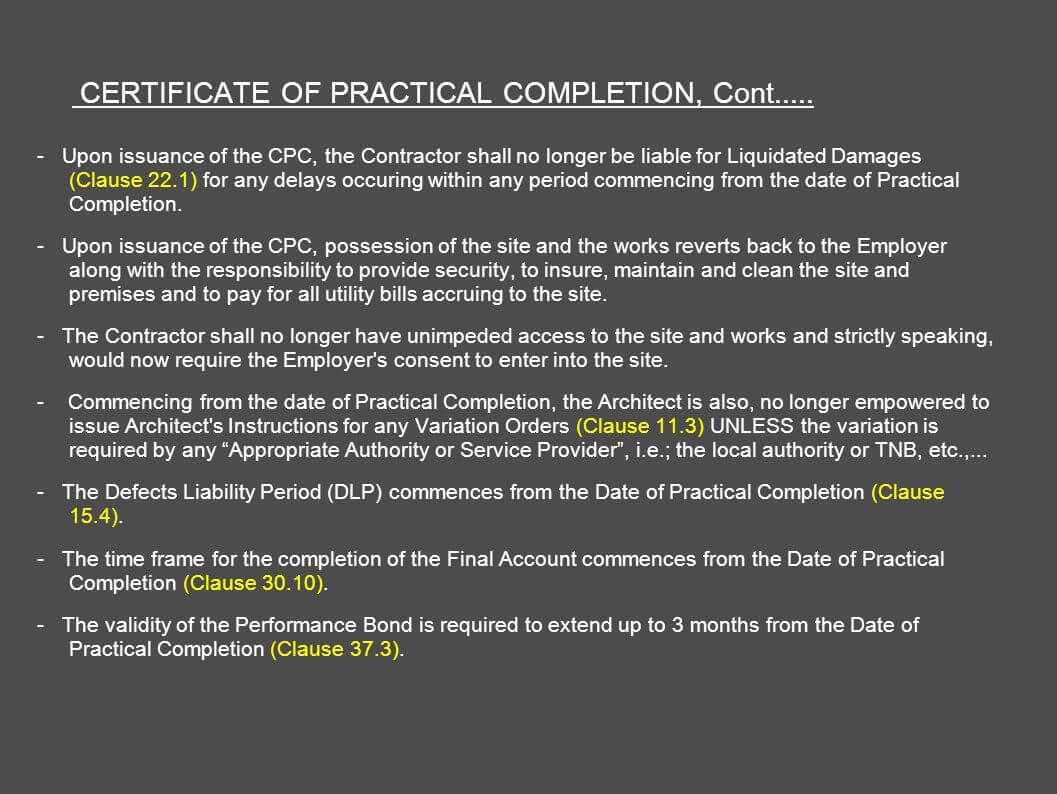 Architect's Certification Under The Pam Contract 2006 With Practical Completion Certificate Template Jct