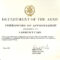 Army Certificate Of Achievement Template within Certificate Of Achievement Army Template