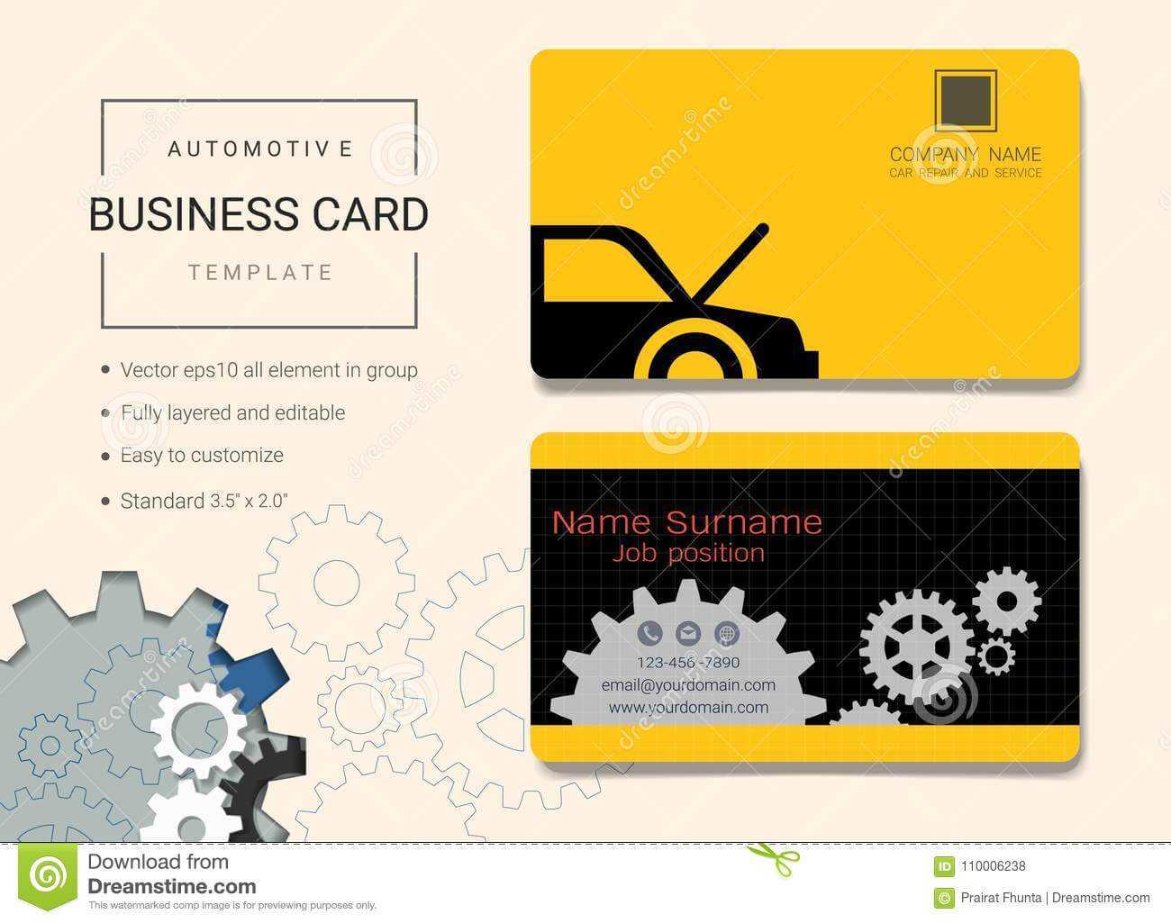 Automotive Business Card Or Name Card Template. Stock Vector With Automotive Business Card Templates