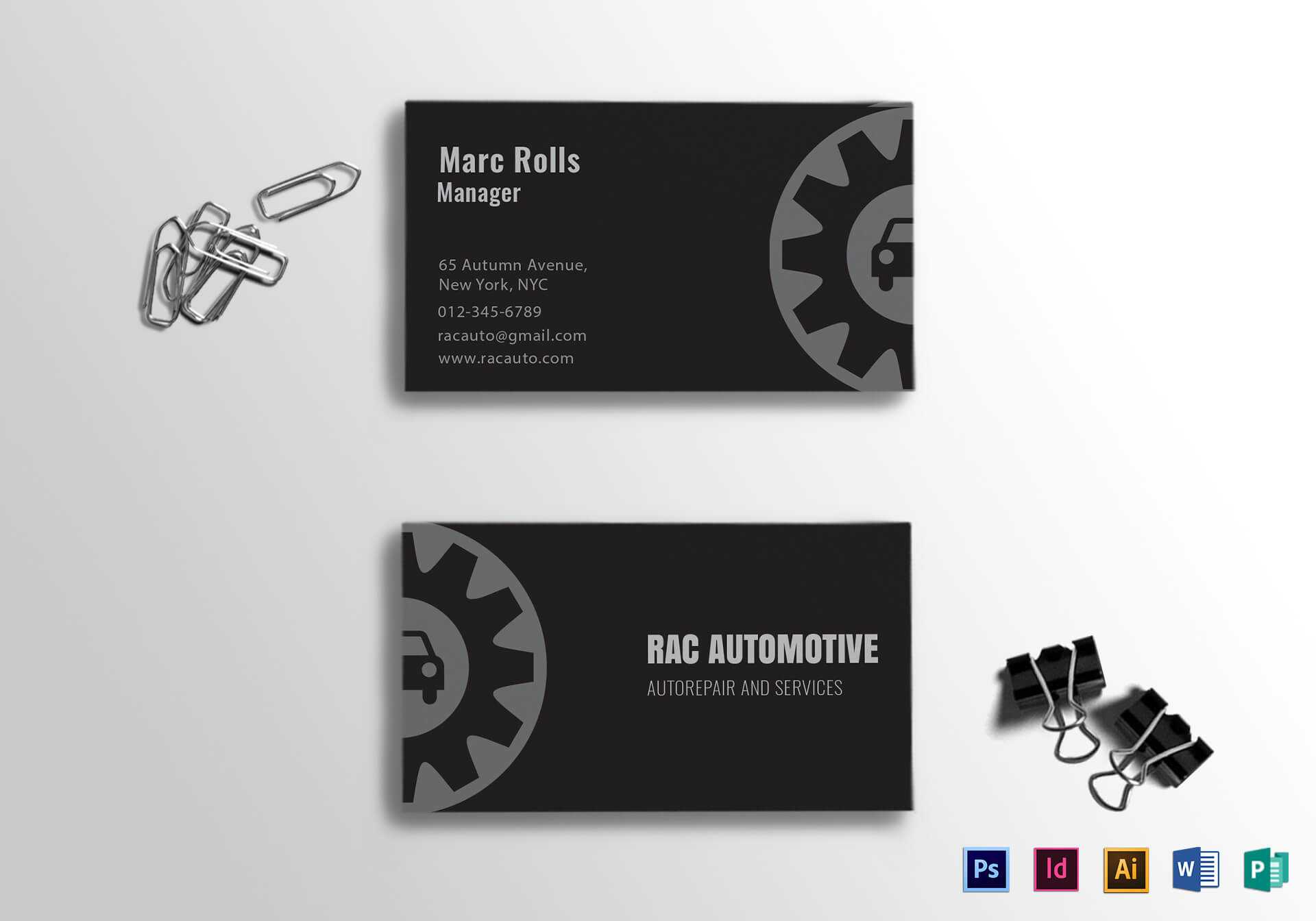 Automotive Business Card Template Regarding Automotive Business Card Templates