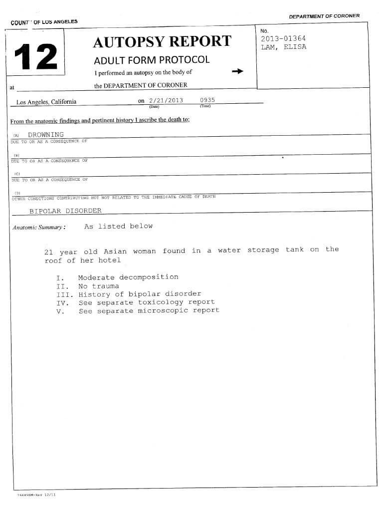 Autopsy Report Sample – Yatay.horizonconsulting.co In Autopsy Report Template