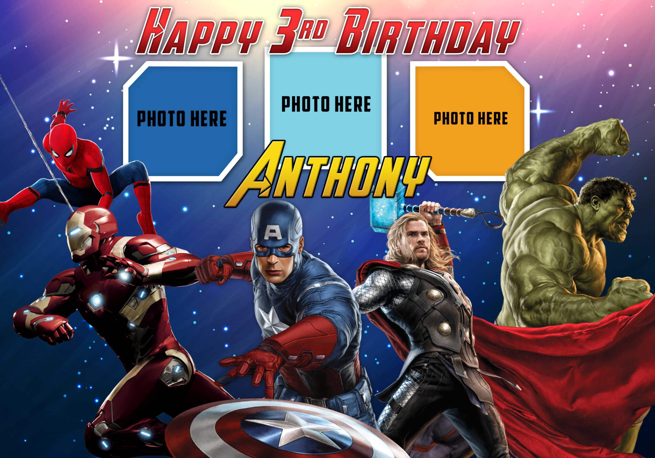 Avengers Birthday Tarpaulin Template | Dioskouri Designs Within Avengers Birthday Card Template