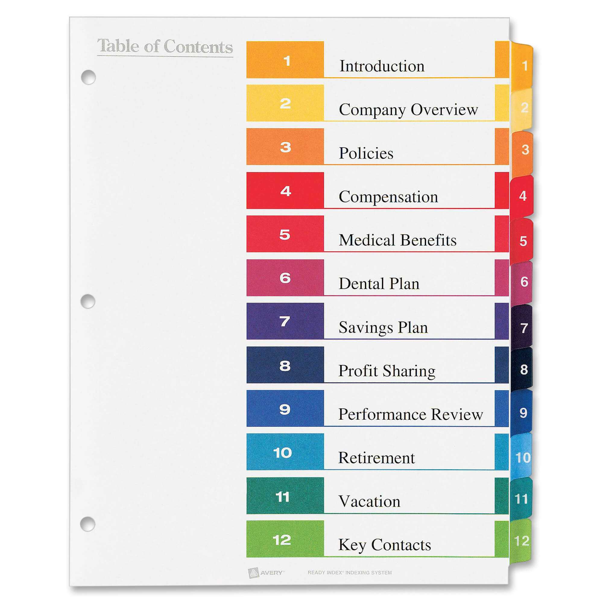 microsoft word table of contents all page 1