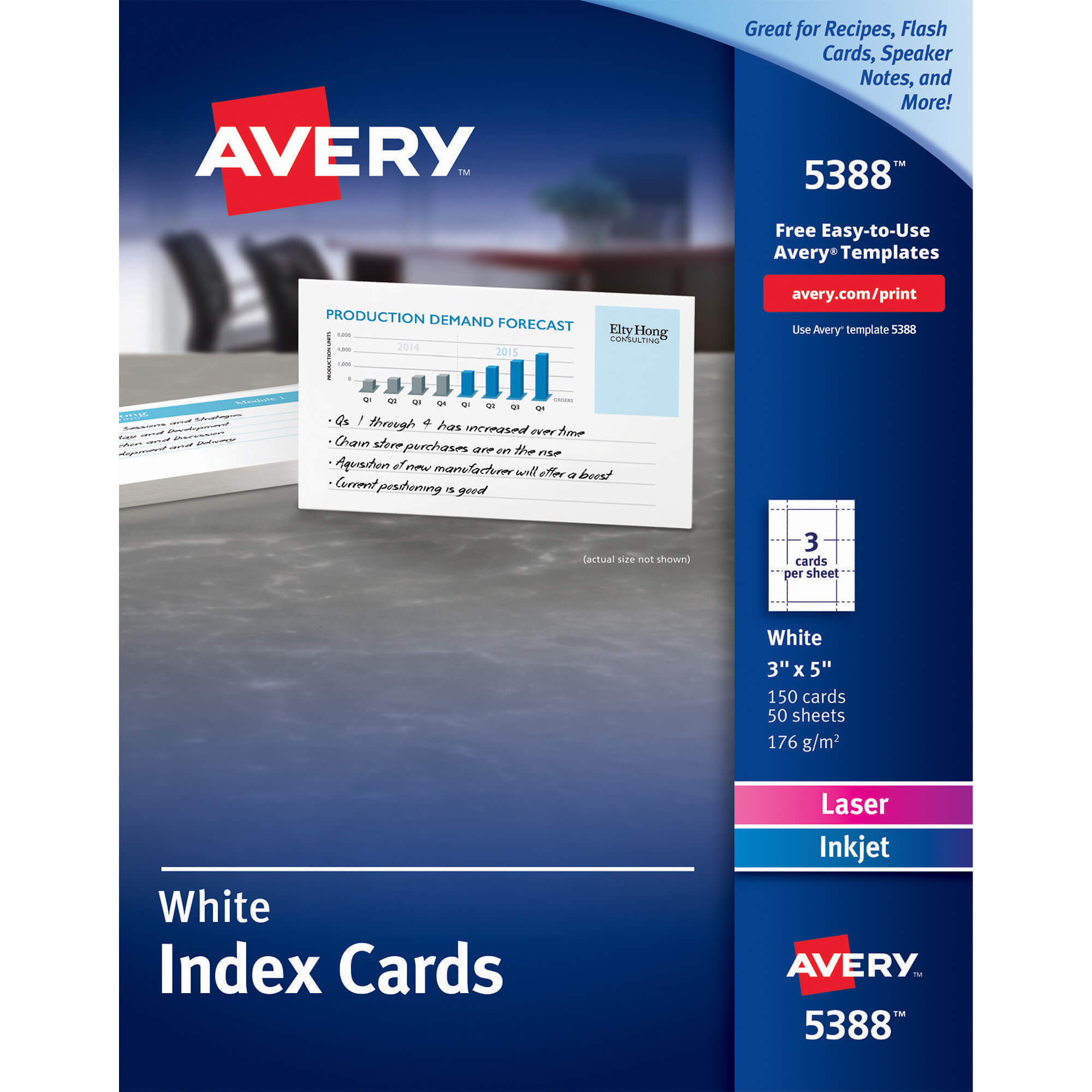 Avery Laser, Inkjet Print Printable Index Card – Servmart Within 5 By 8 Index Card Template