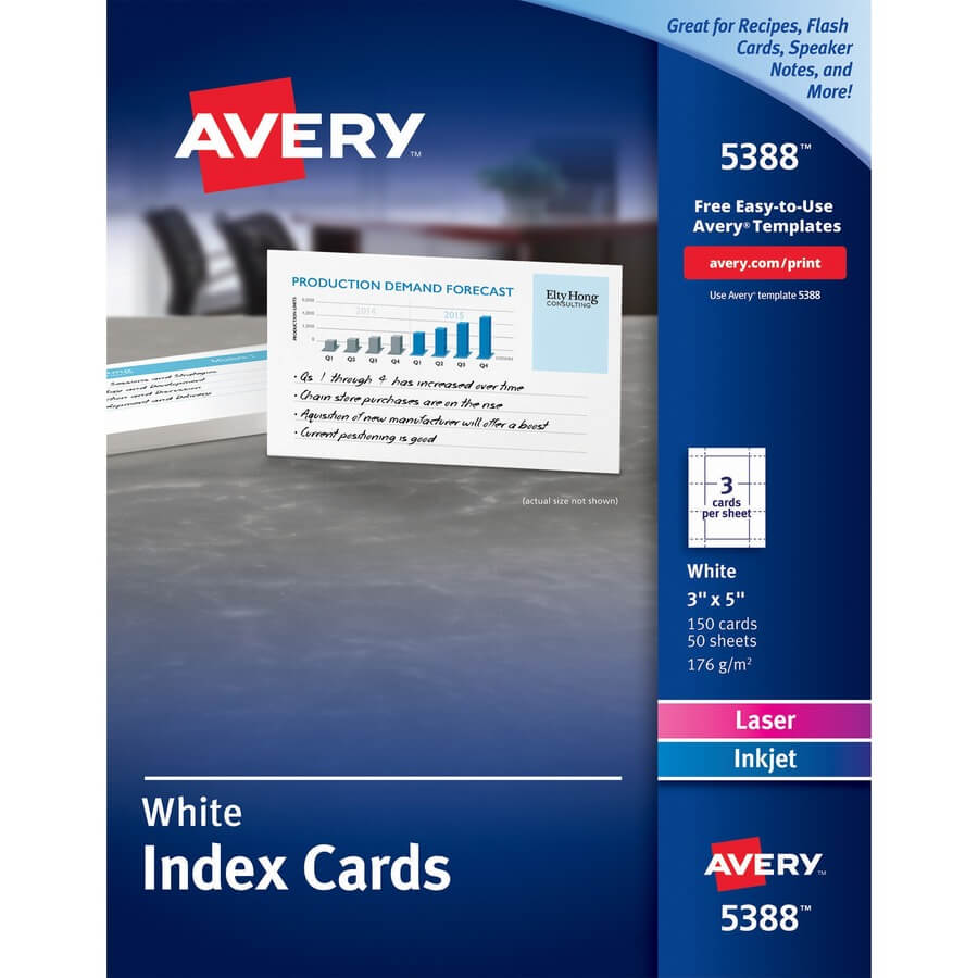 Avery® Laser, Inkjet Print Printable Index Card Throughout 3 X 5 Index Card Template