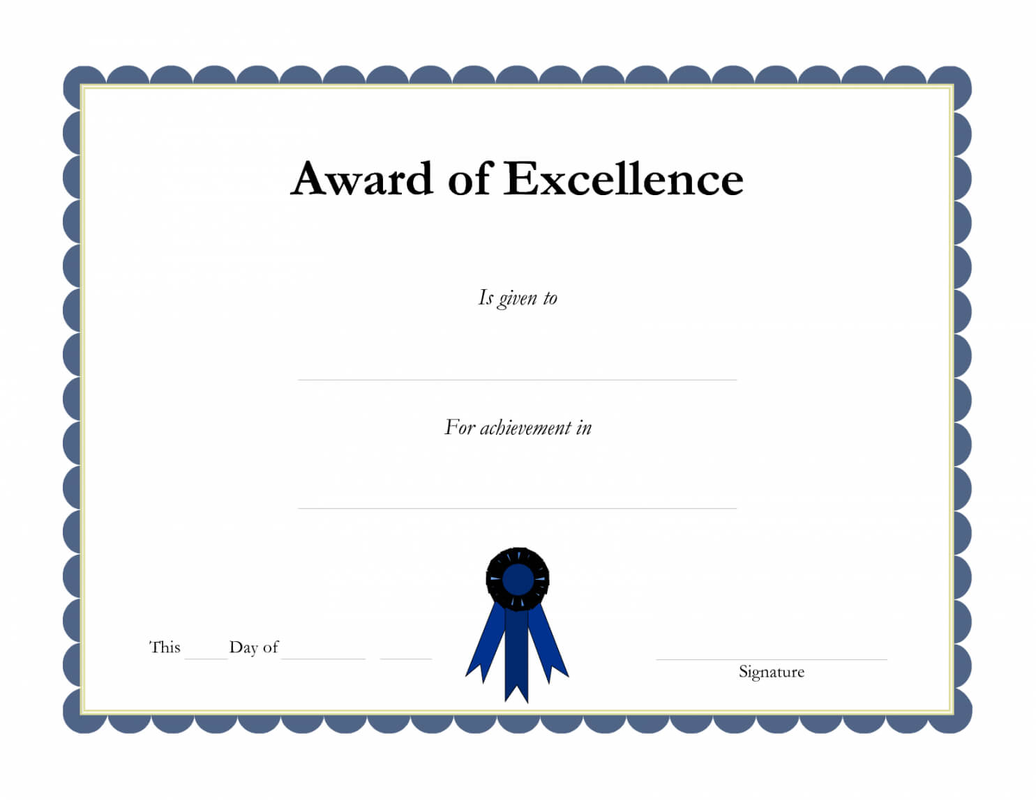 Award Template Certificate Borders Award Of Excellenceis Throughout Academic Award Certificate Template