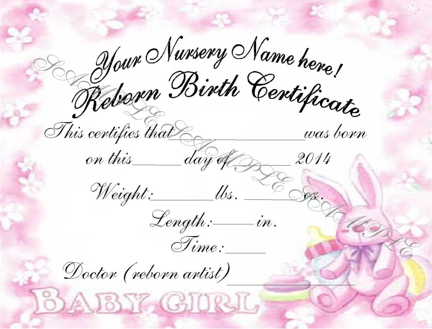 Baby Girl Birth Certificate Template Videotekaalex Tk With Regard To Baby Doll Birth Certificate Template