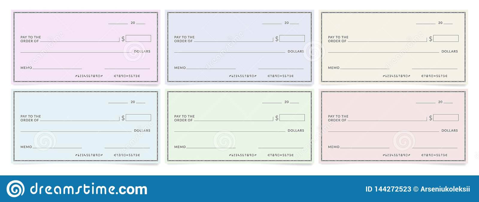 Bank Cheques Templates. Stock Vector. Illustration Of Desk Inside Editable Blank Check Template