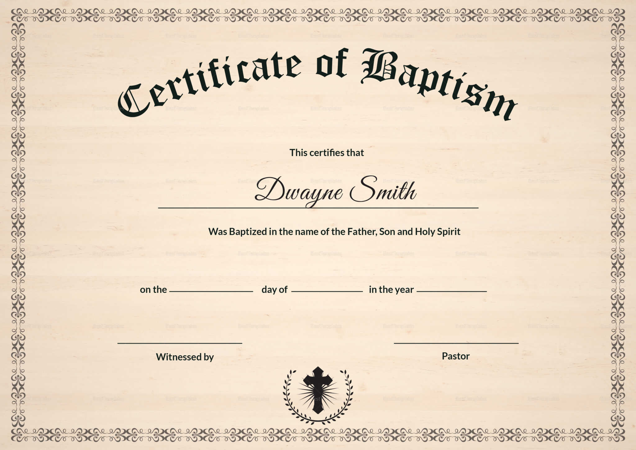 Baptism Certificate Template Download Professional Template