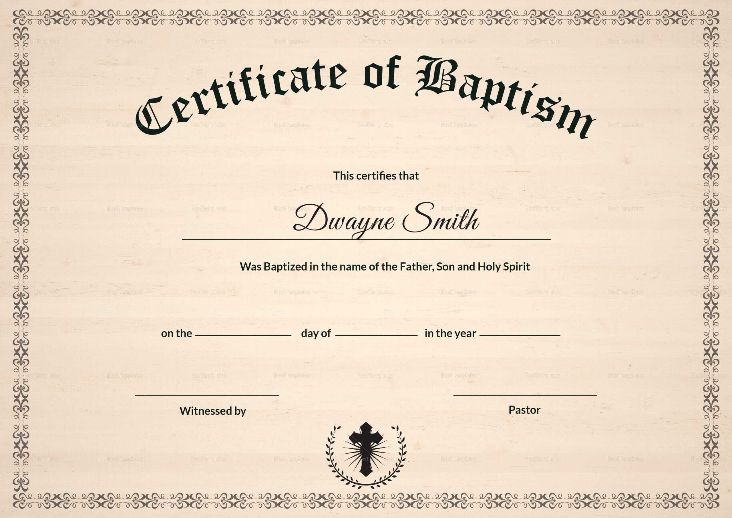 Baptism Certificate Template Download - Bolan Throughout Baptism Certificate Template Download