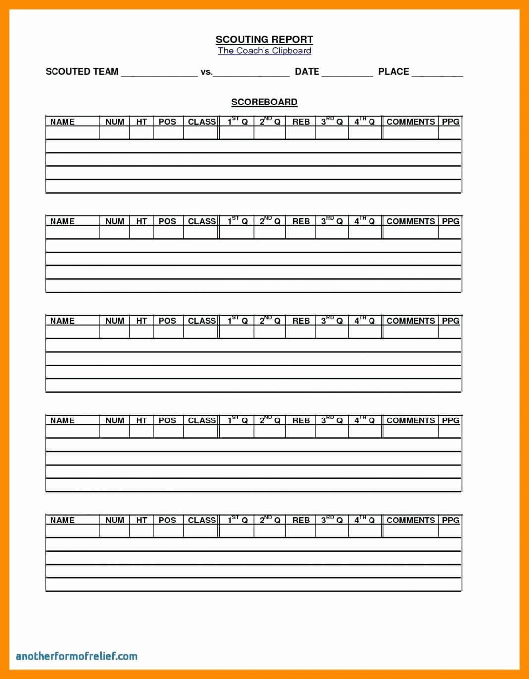 Basketball Scouting Report Template Doc Soccer Player Inside Soccer Report Card Template