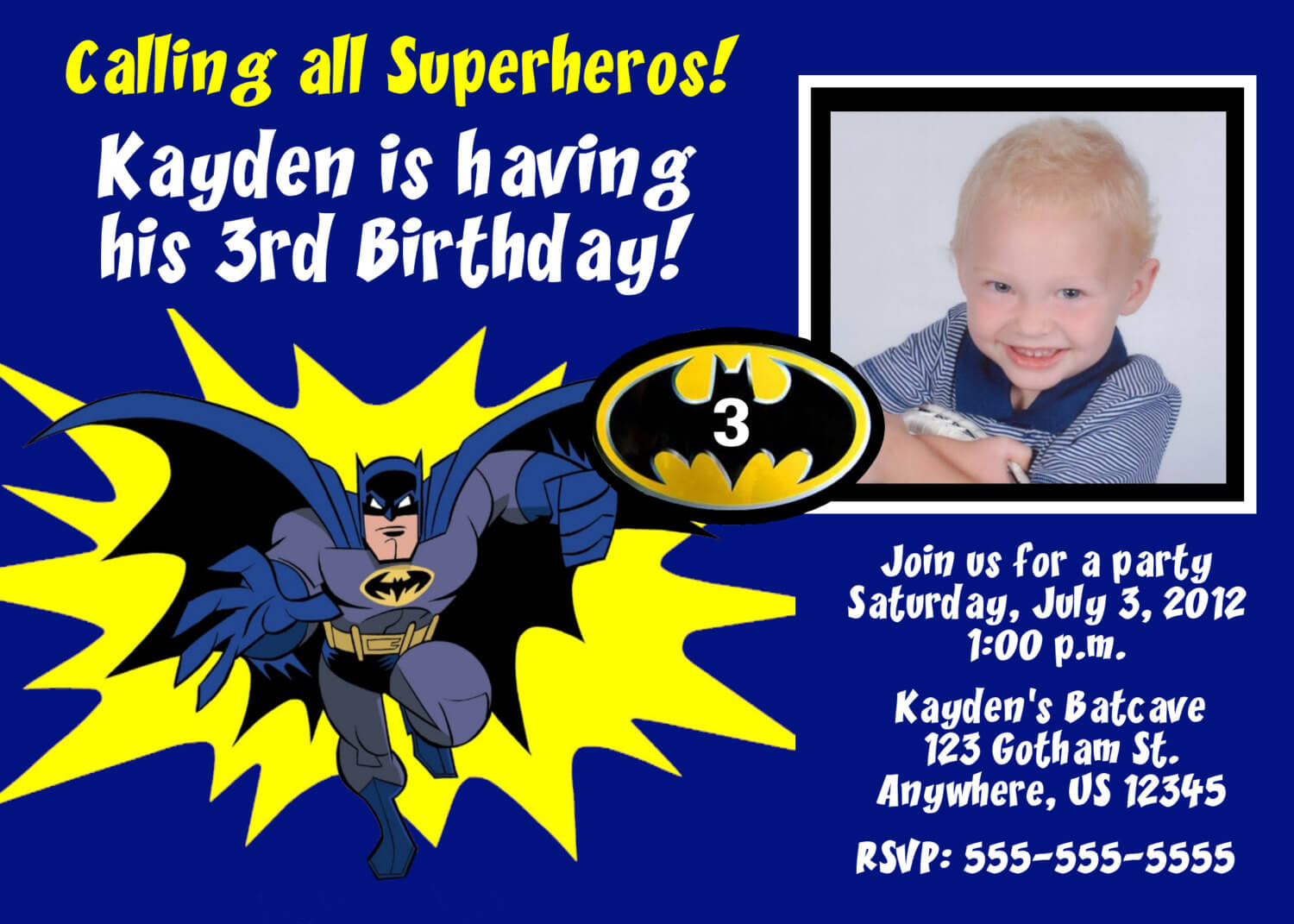 Batman Birthday Invitations Templates Ideas : Batman And Throughout Superman Birthday Card Template
