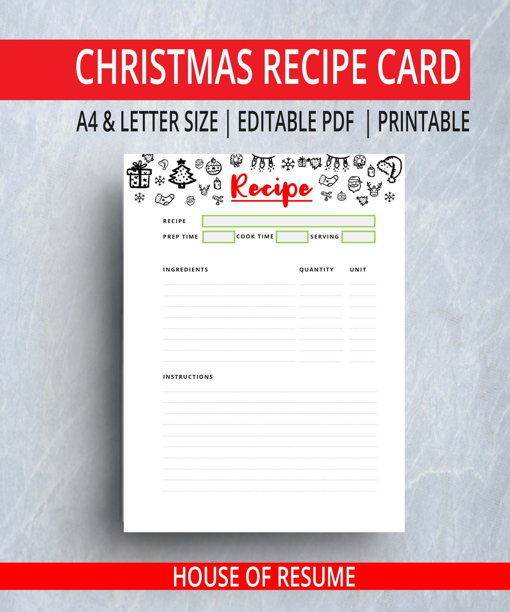 Beautiful Christmas Recipe Card Template Ideas Free Regarding Cookie Exchange Recipe Card Template