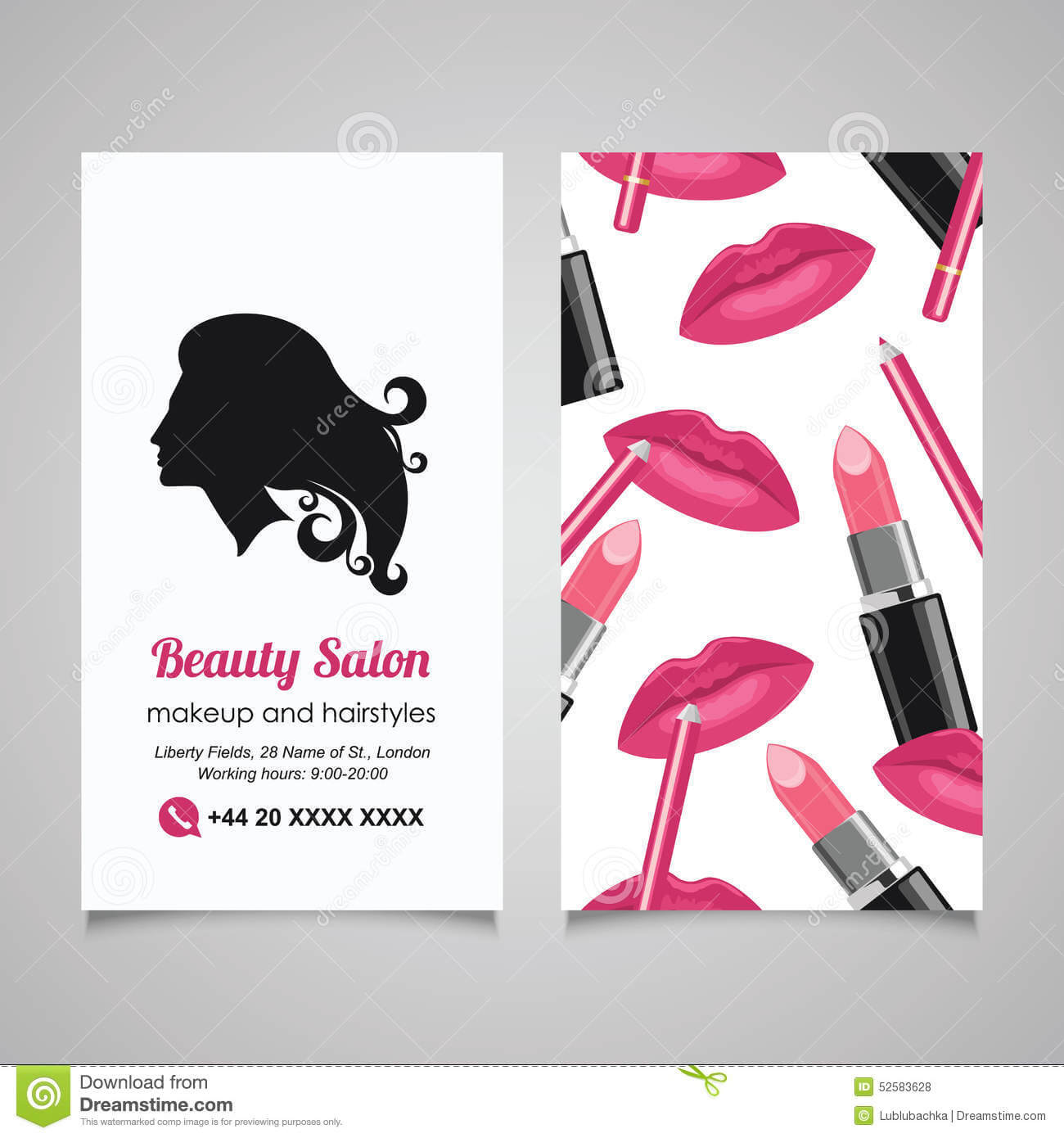 Beauty Salon Business Card Design Template With Beautiful Within Hair Salon Business Card Template