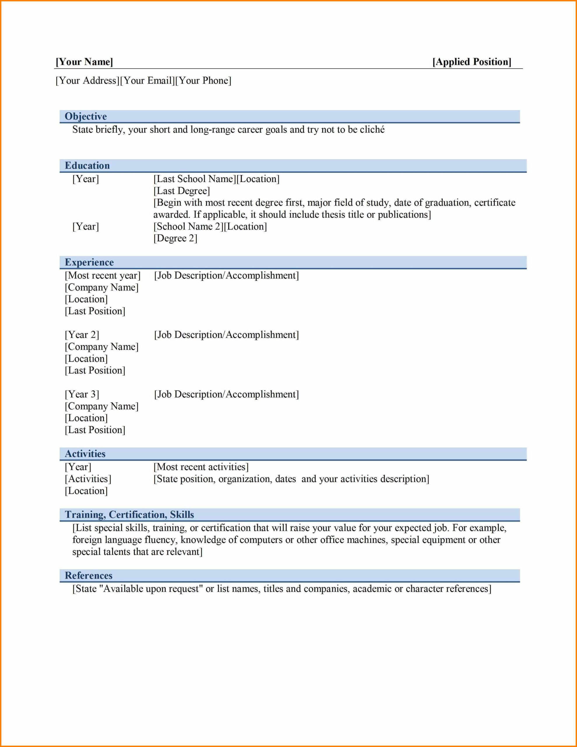 Best Cv Format Download In Ms Word – Zohre.horizonconsulting.co Inside Ms Word Thesis Template