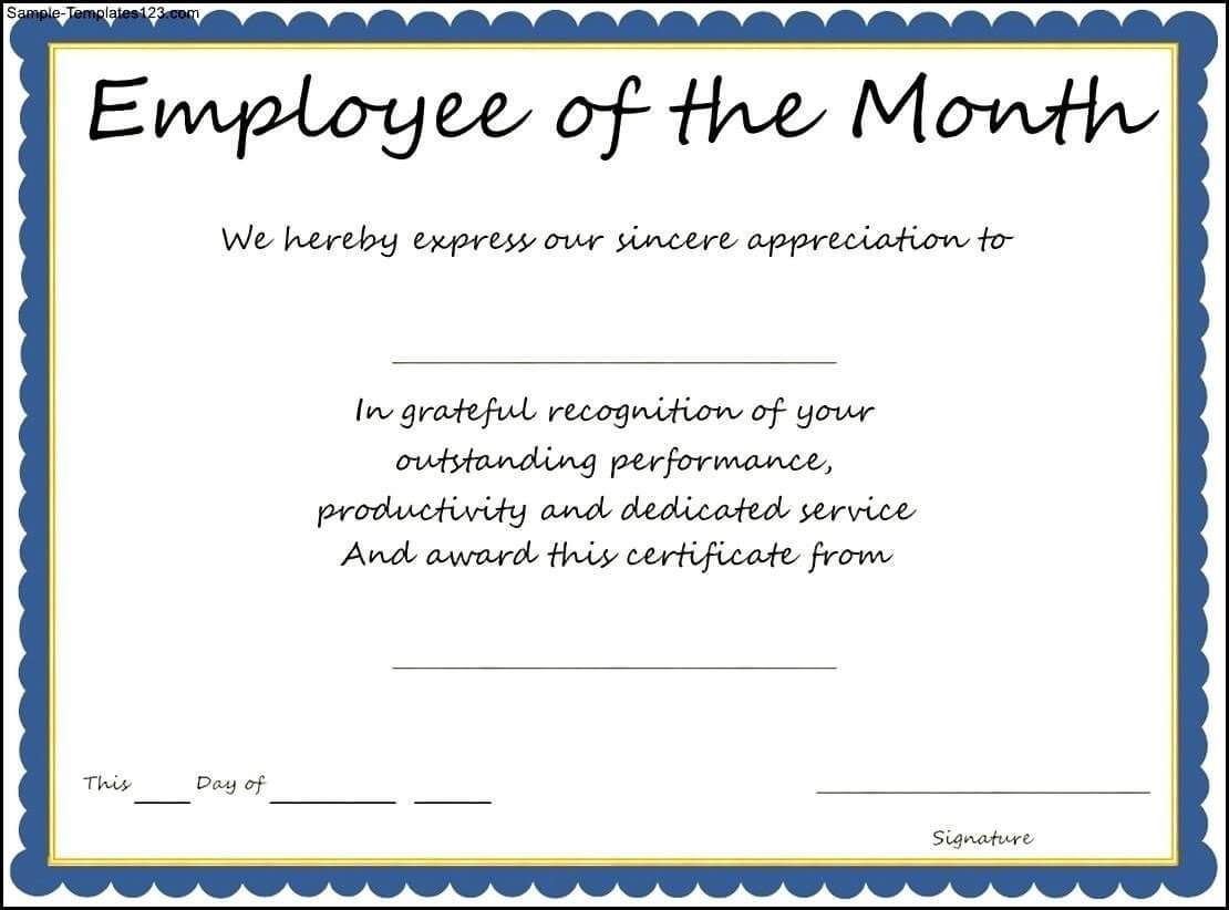 Best Employee Award Certificate Templates – Topa Within Employee Of The Month Certificate Templates