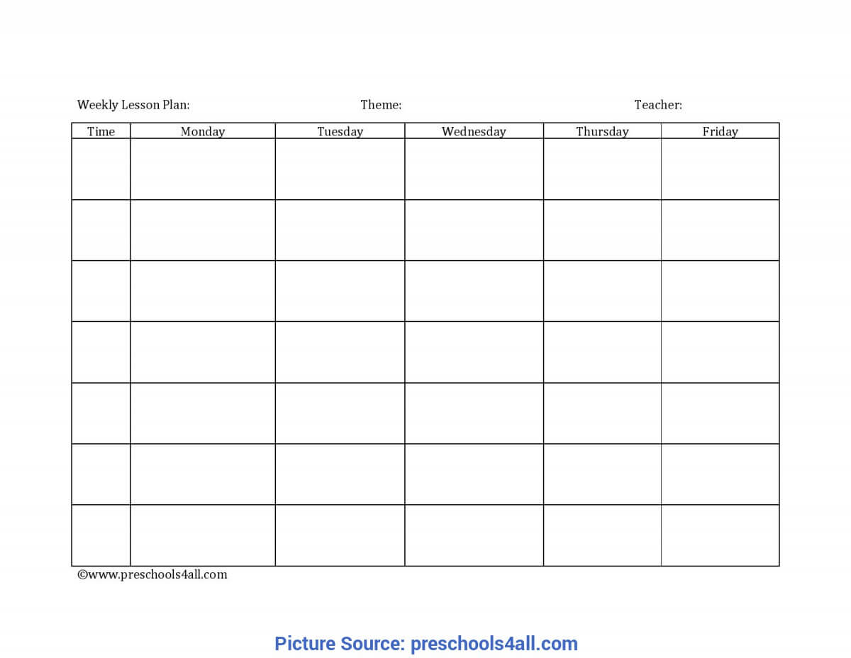 Best Photos Of Blank Lesson Plan Template For Toddlers – Ota With Blank Preschool Lesson Plan Template