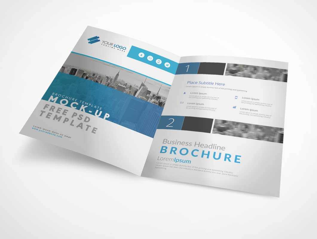 Bi Fold A4 Brochure Left & Right Panels Psd Mockup - Psd Mockups In Two Fold Brochure Template Psd