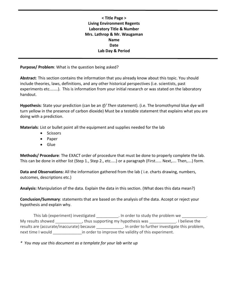 Biology Lab Report Template Within Lab Report Template Word