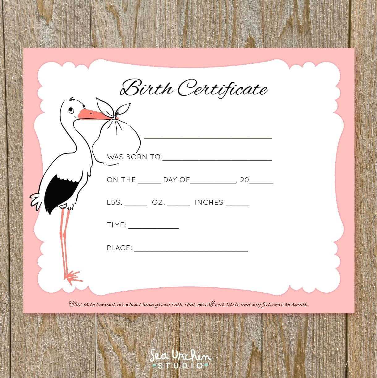 Birth Certificate Free Printable – Yatay.horizonconsulting.co Regarding Girl Birth Certificate Template