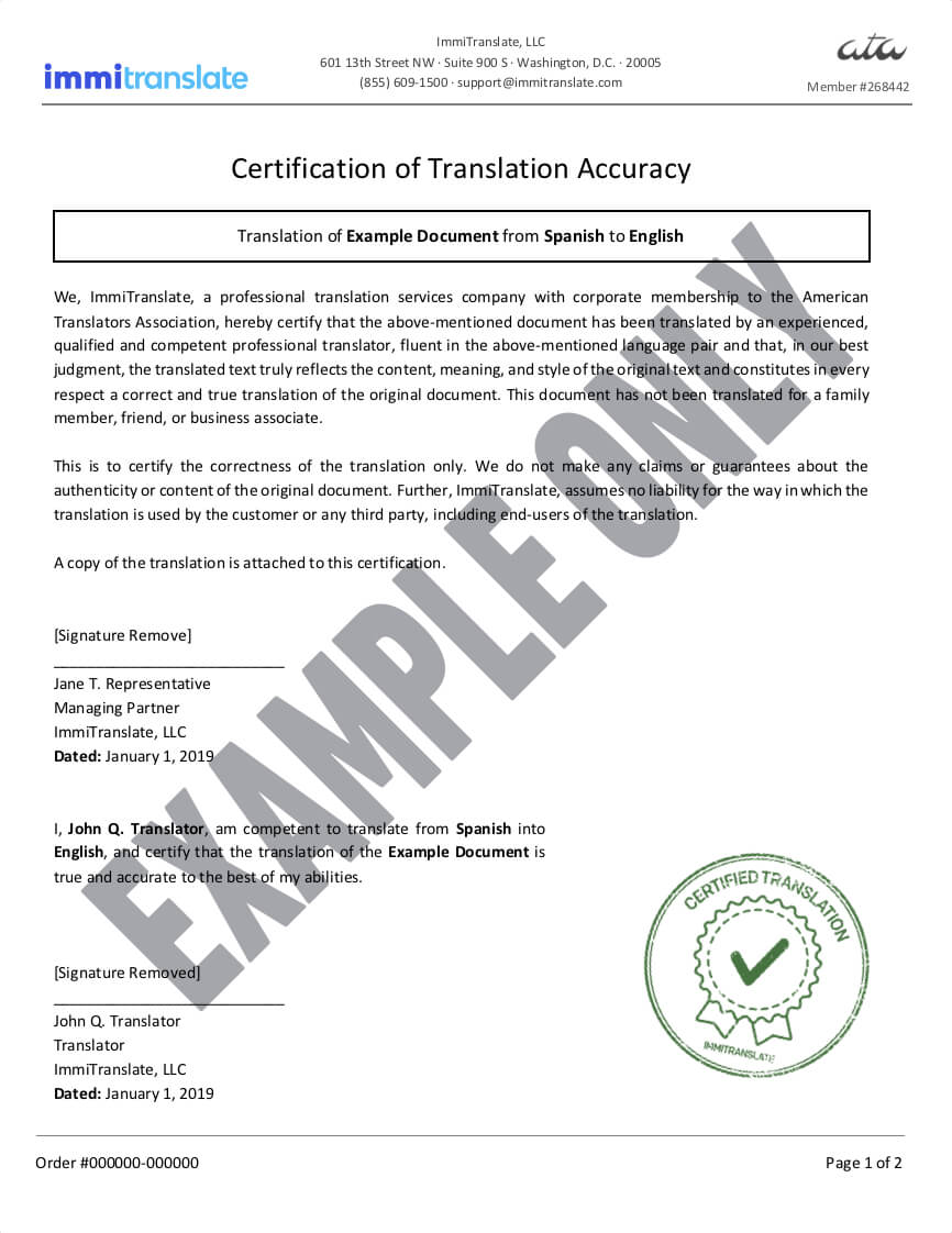 Birth Certificate Translations Immitranslate Inside Uscis Birth