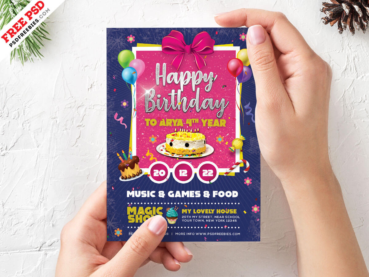 Birthday Card Invitation Template Psd | Psdfreebies Pertaining To Photoshop Birthday Card Template Free