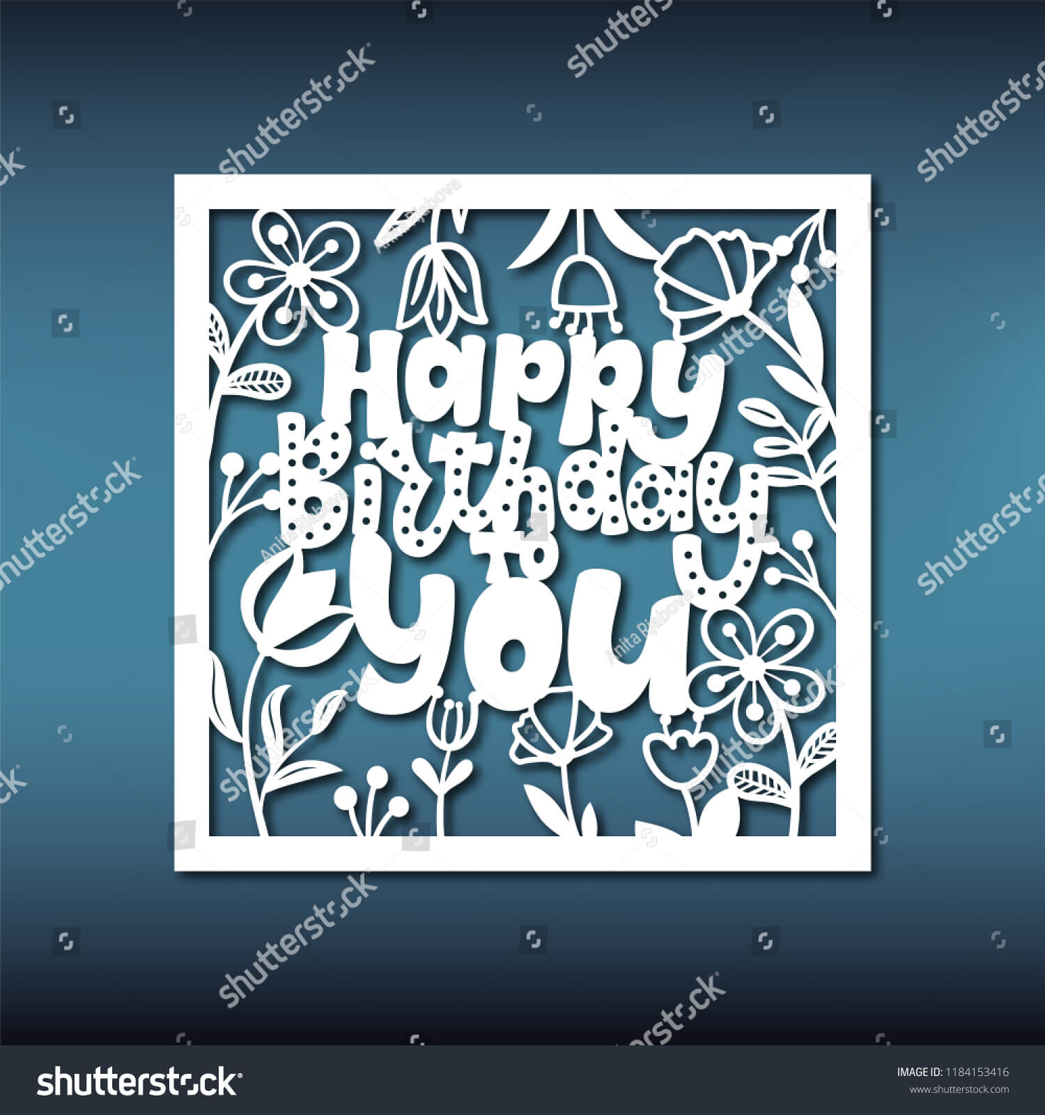 Birthday Card Template Laser Cutting Pattern Stock Vector Throughout Silhouette Cameo Card Templates