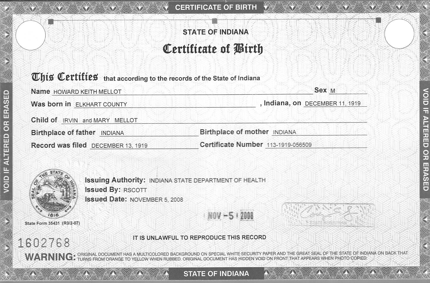 Blank Birth Certificate Pdf Fresh Sample Blank Certificate 8 Inside Editable Birth Certificate Template