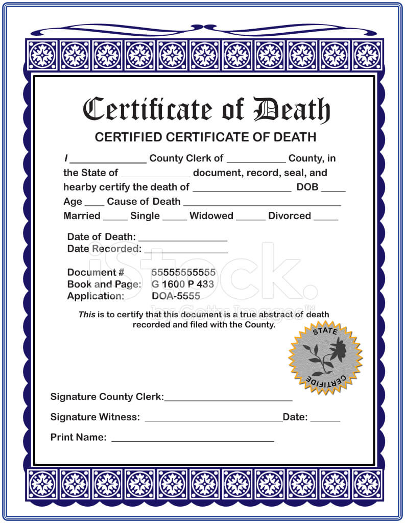 Blank Certificate Of Death Stock Photos – Freeimages Within Fake Death Certificate Template
