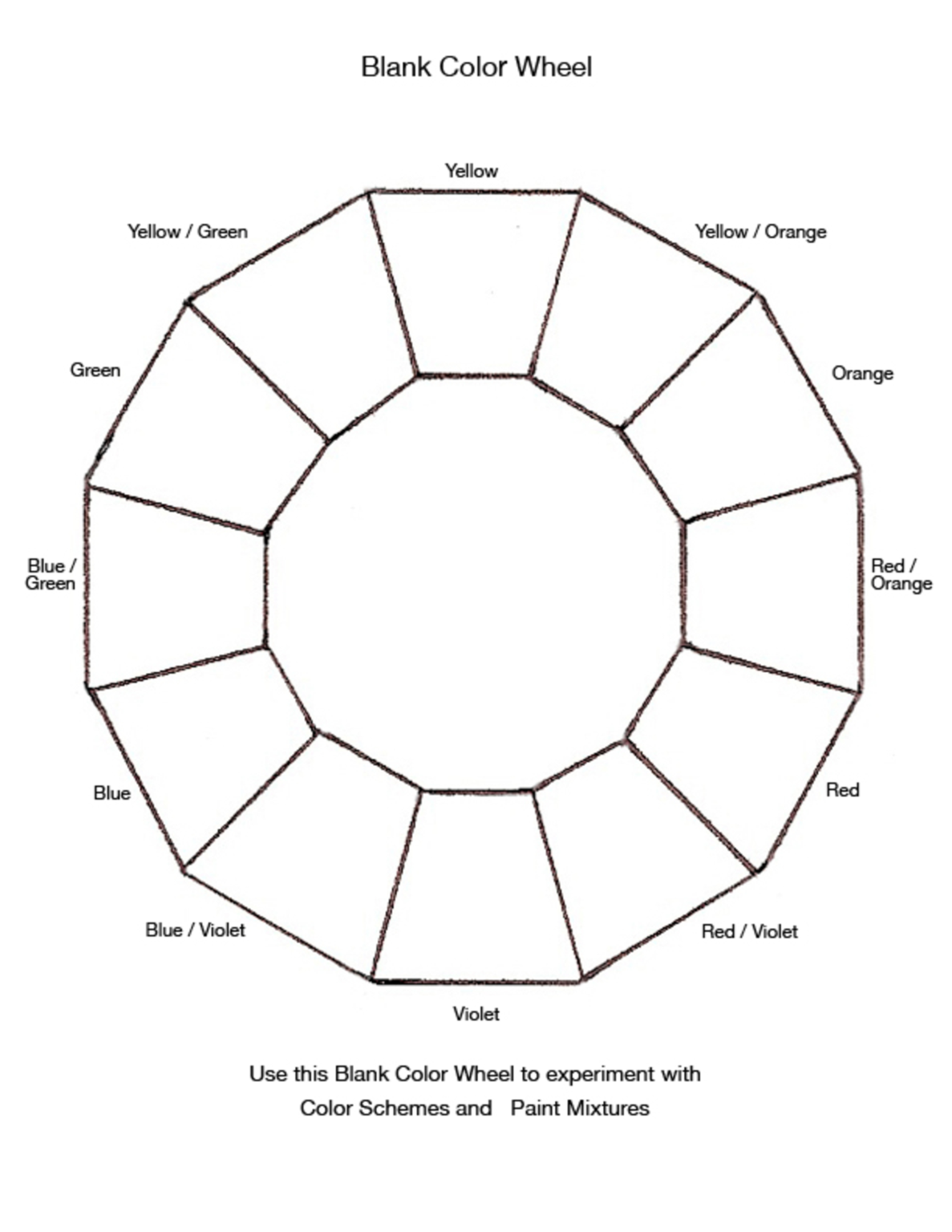 Blank Color Wheel Template Professional Template