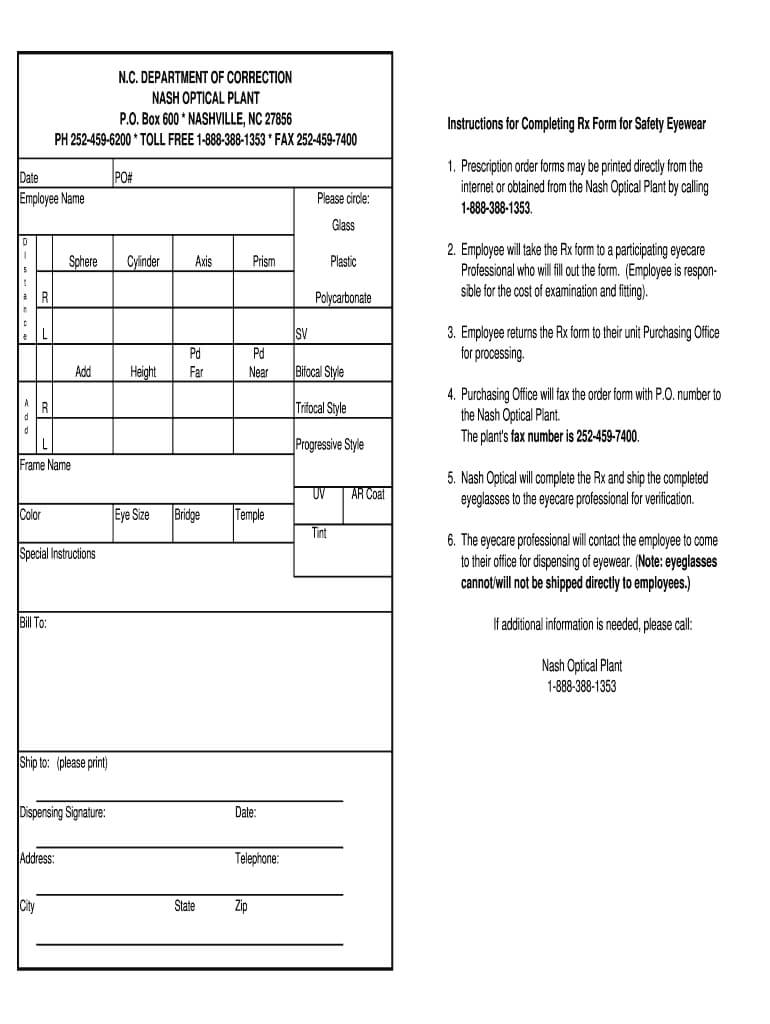 Blank Eyeglass Prescription Form – Fill Online, Printable Within Blank Prescription Form Template