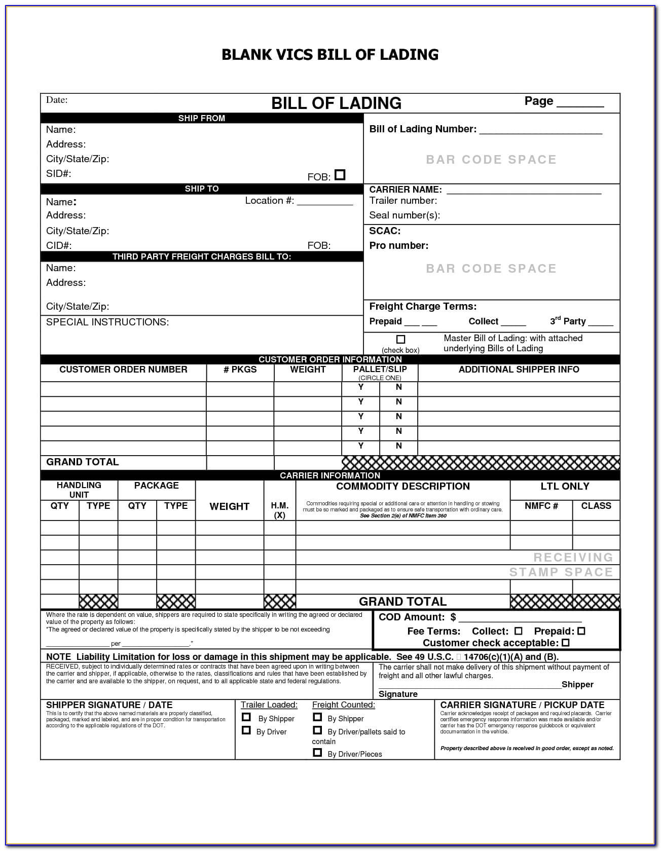 Blank Fedex Bill Of Lading Form – Form : Resume Examples Pertaining To Blank Bol Template