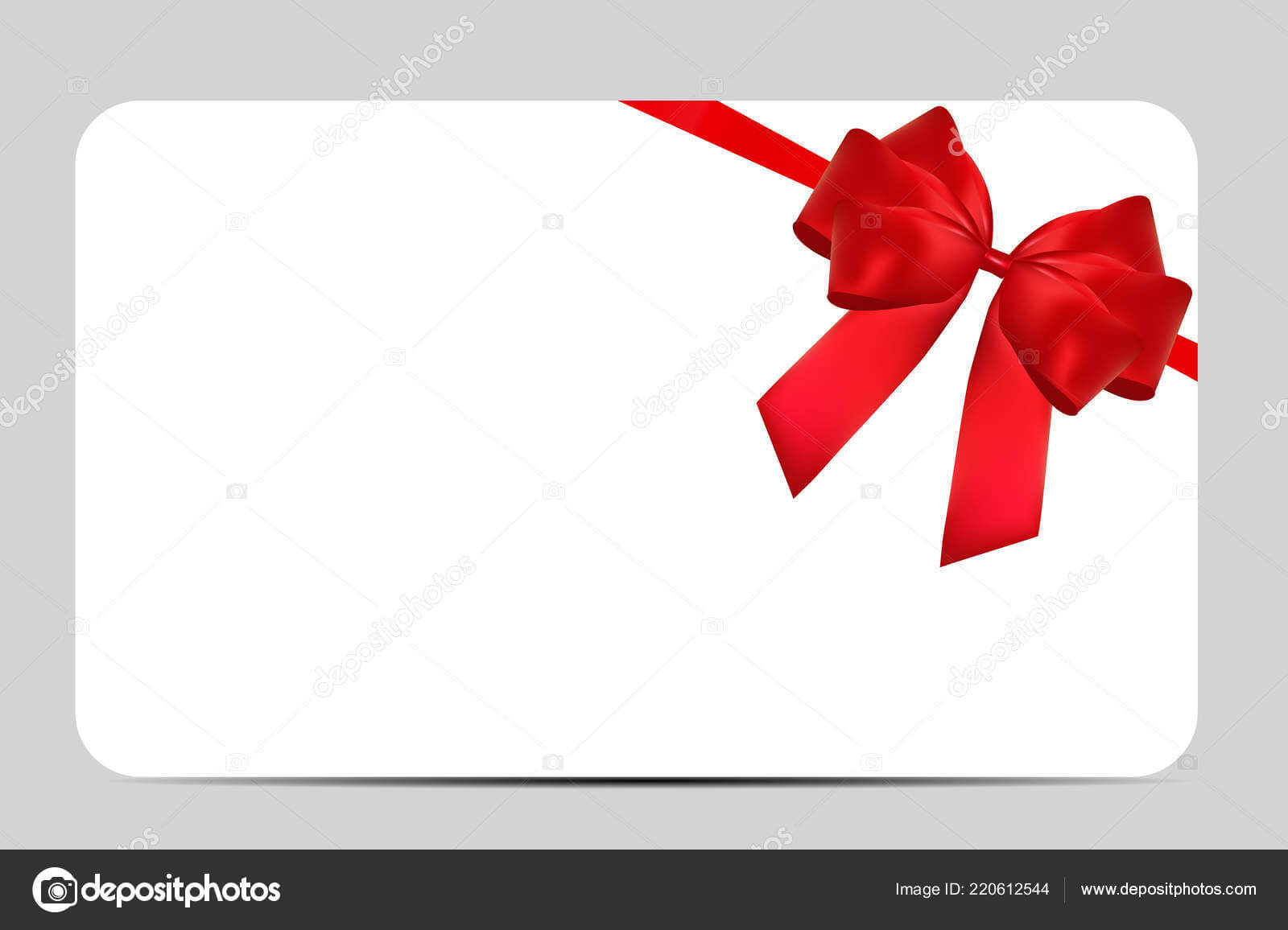Blank Gift Card Template With Red Bow And Ribbon. Vector With Regard To Present Card Template