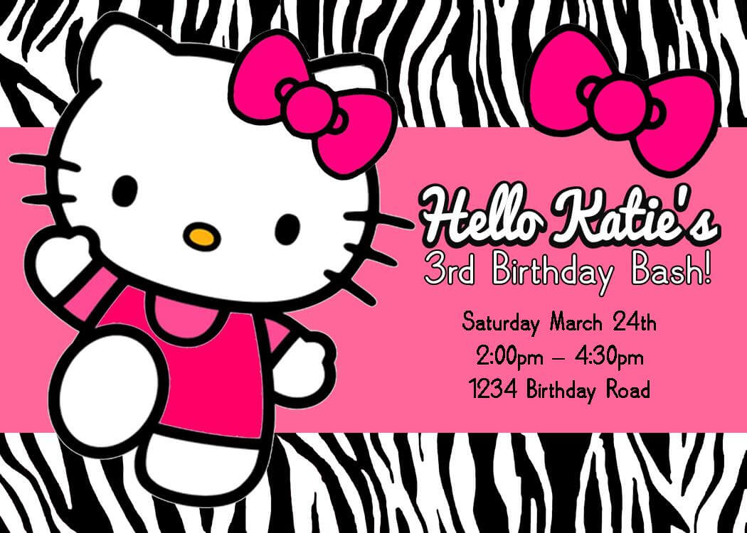 Blank Hello Kitty Birthday Invitations Throughout Hello Kitty Birthday Card Template Free