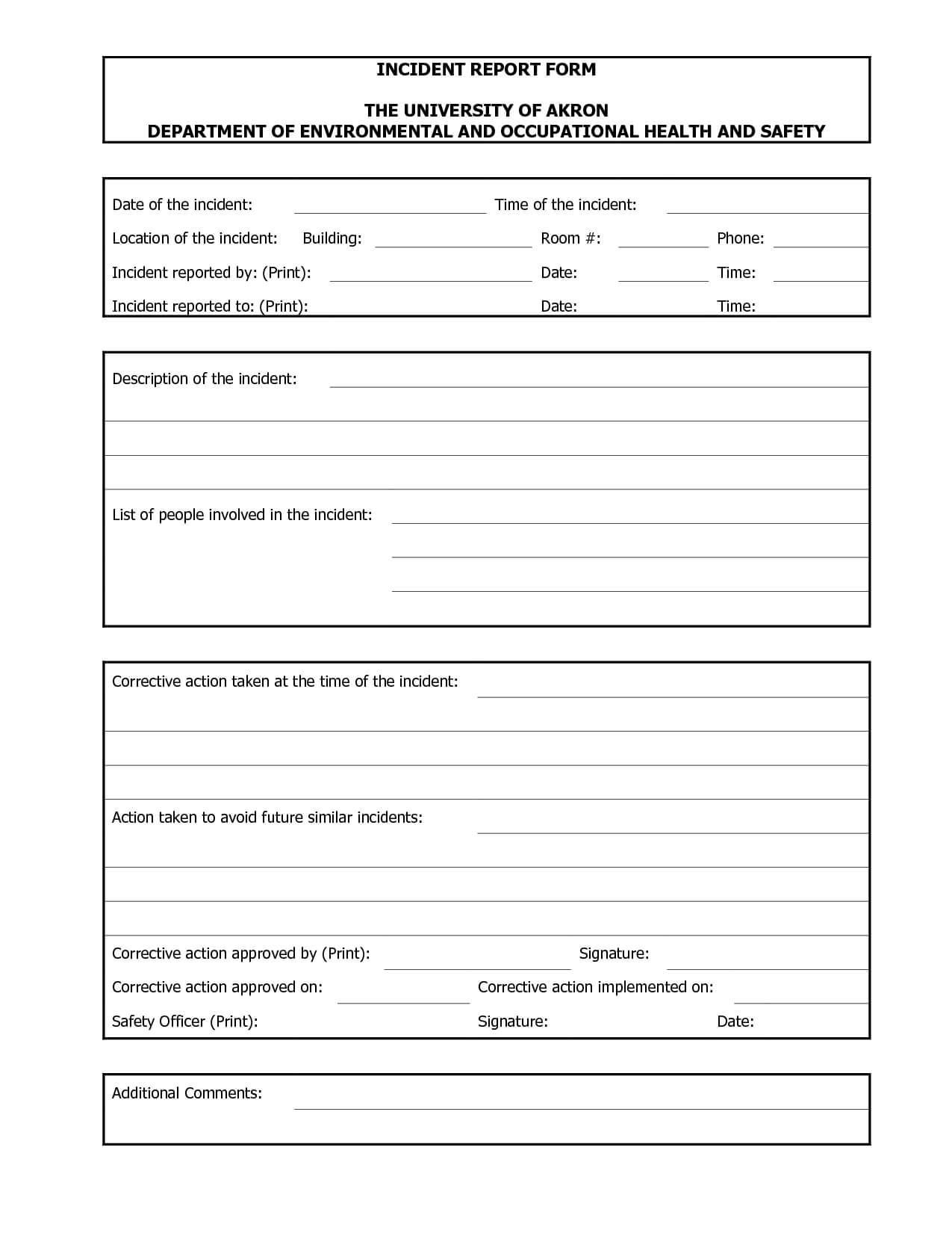 Blank Incident Report Form Template ] – Blank Incident In Office Incident Report Template