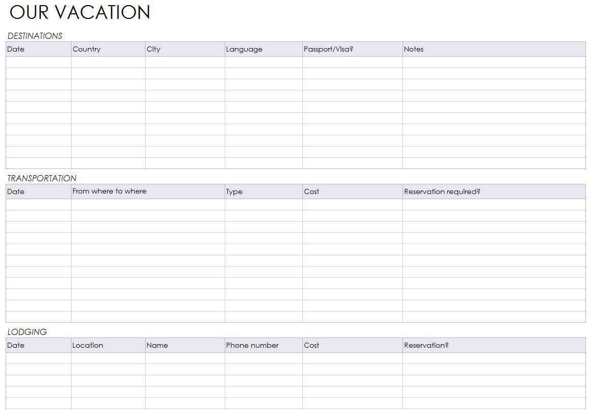 Blank Itinerary Templates – Word Excel Samples Intended For Blank Trip Itinerary Template