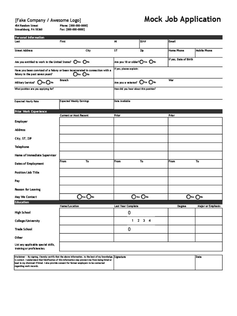 Blank Job Application Form – 5 Free Templates In Pdf, Word For Job Application Template Word