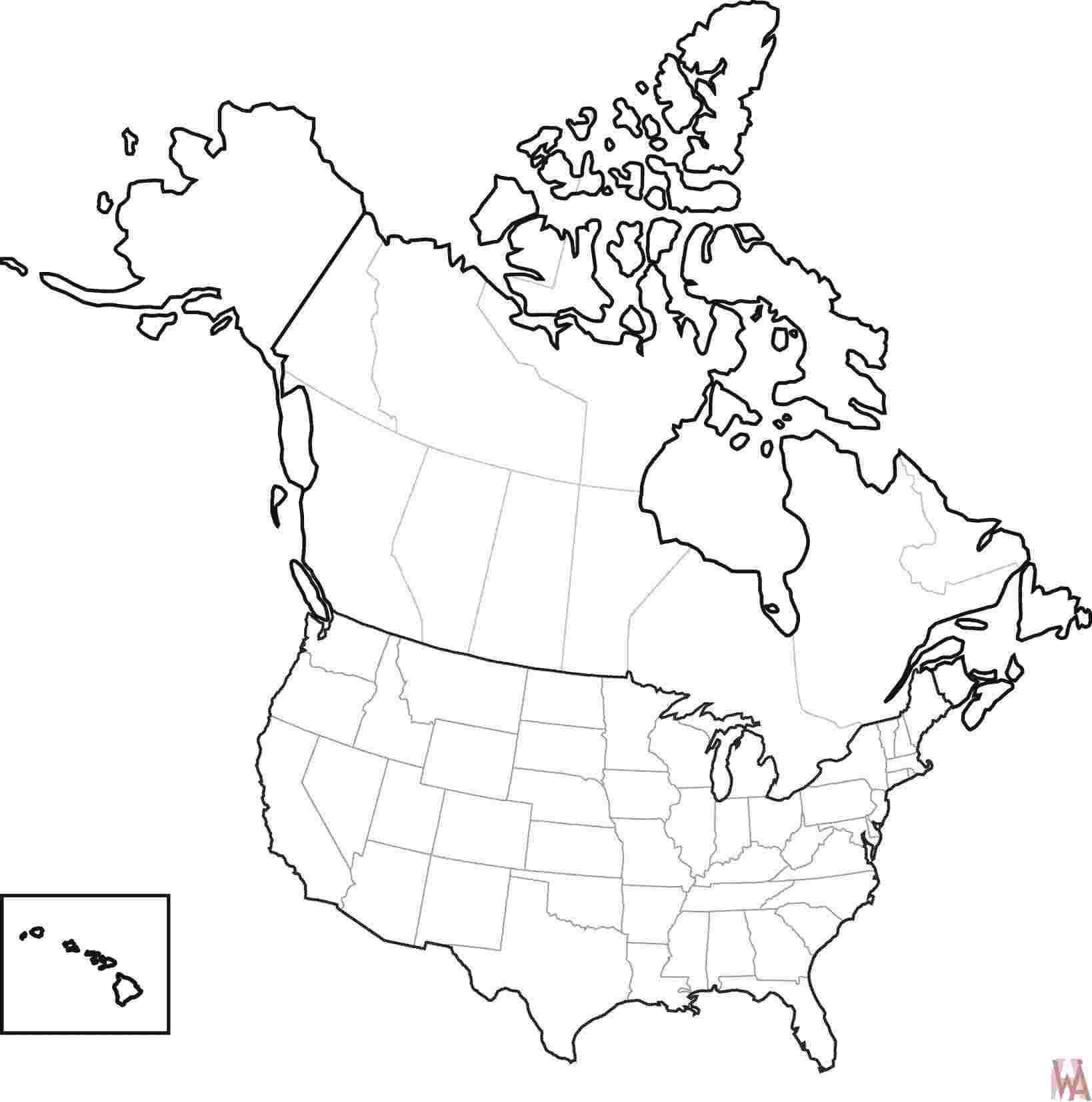 Blank Printable Map Of The United States And Canada For Blank Template Of The United States