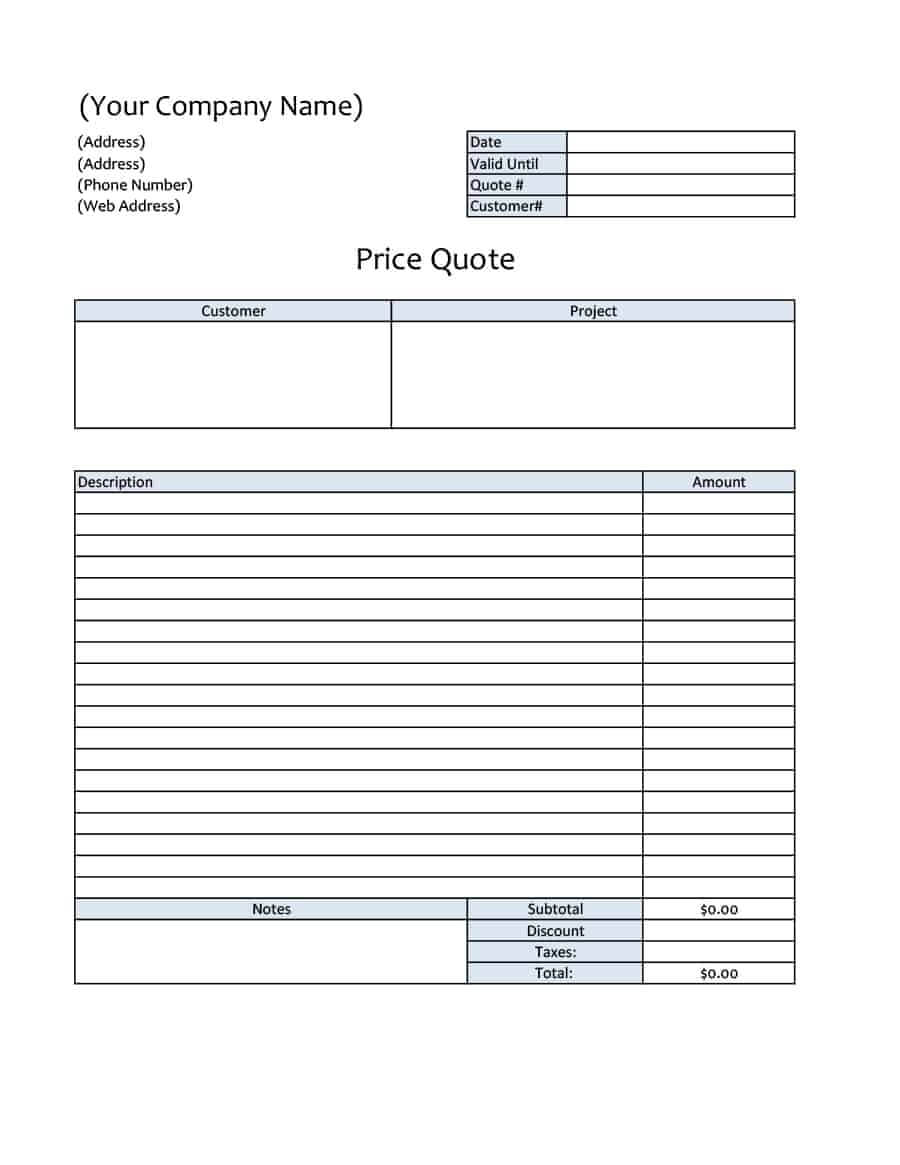 Blank Quote Forms – Bolan.horizonconsulting.co Pertaining To Blank Estimate Form Template