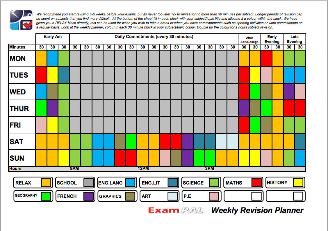 Blank Revision Timetable Template 2015 Calendar Templates Inside Blank Revision Timetable Template