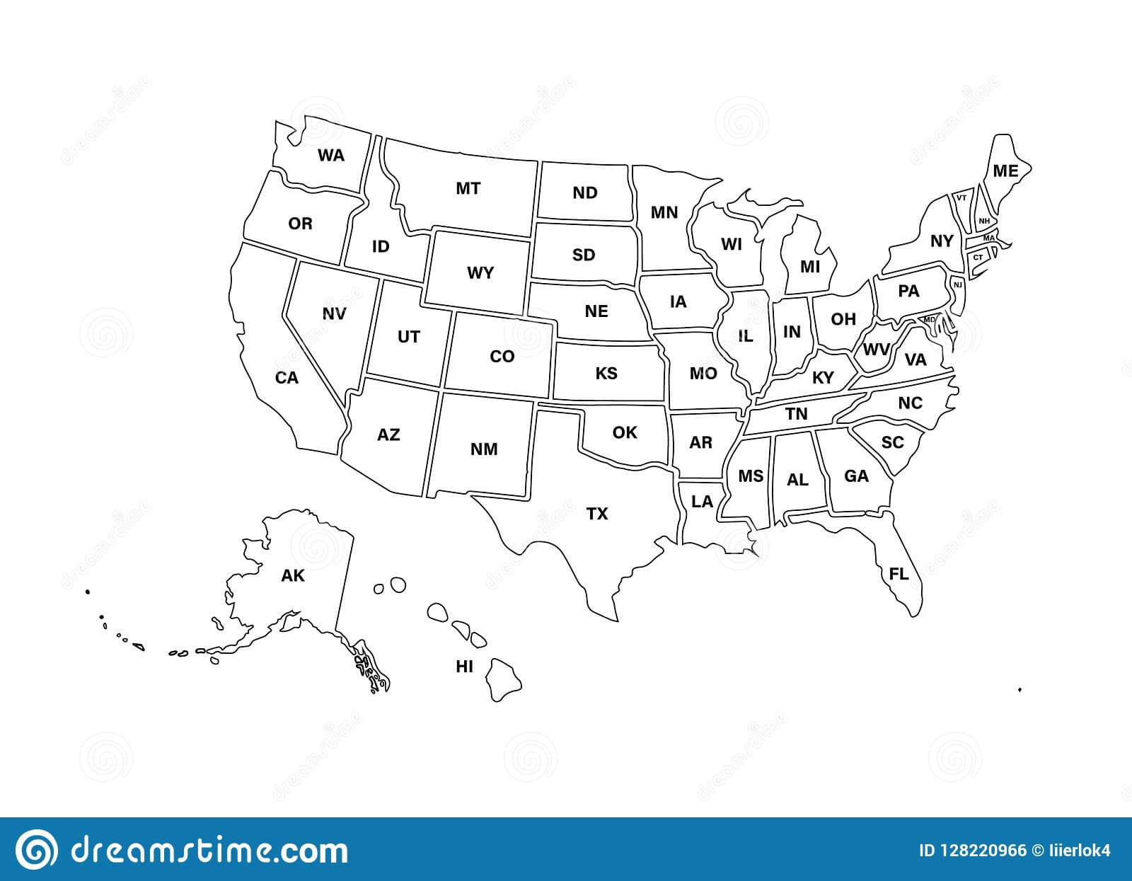 Blank Similar Usa Map Isolated On White Background. United Throughout United States Map Template Blank