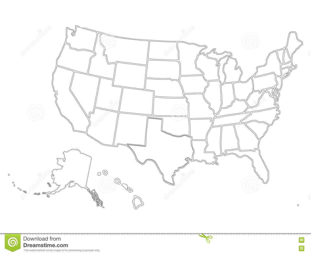 Blank Similar Usa Map On White Background. United States Of Within United States Map Template Blank