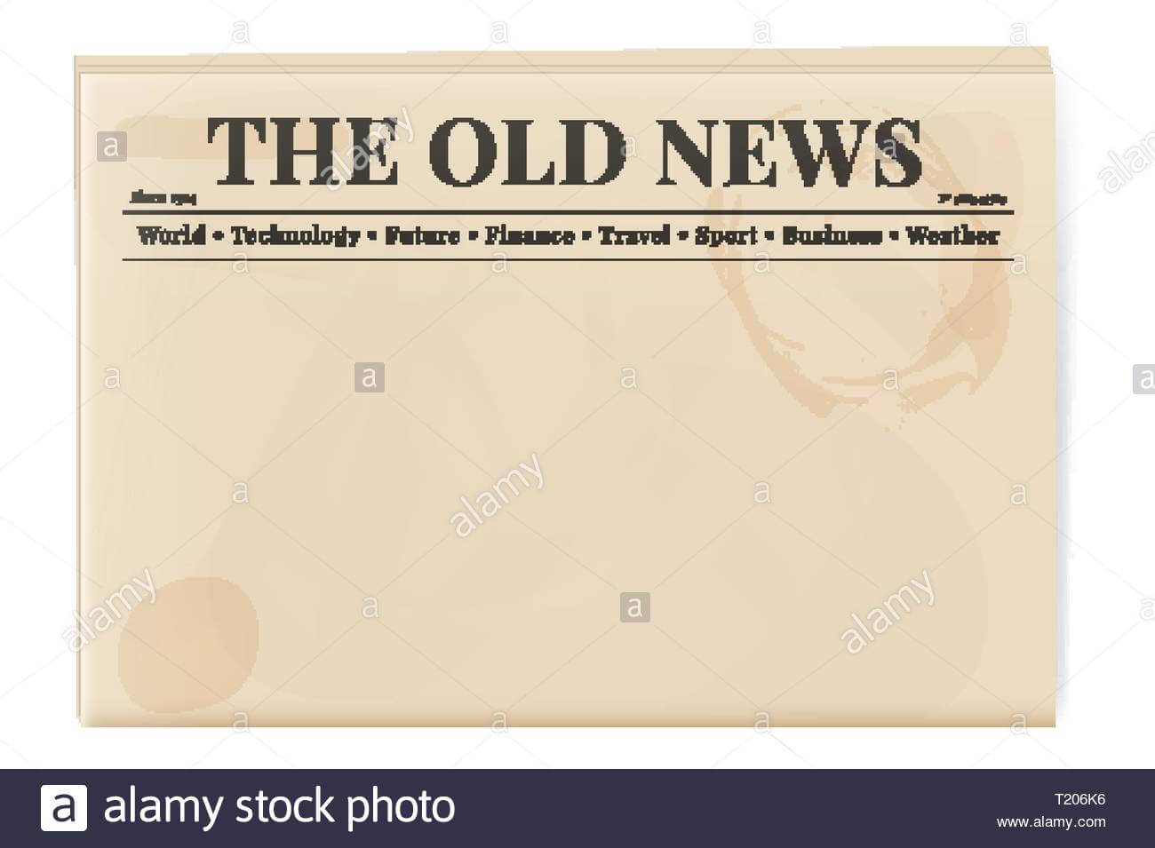 Blank Template Of A Retro Newspaper. Folded Cover Page Of A Pertaining To Old Blank Newspaper Template