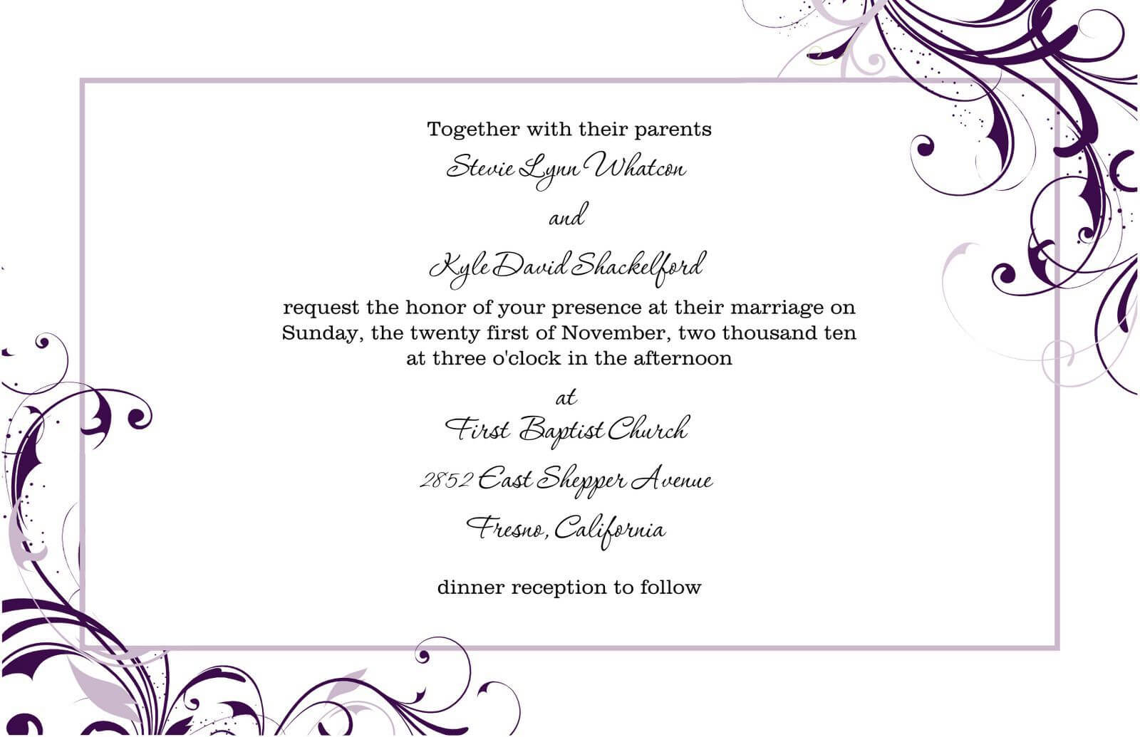 Blank Wedding Invitation Templates For Microsoft Word In Free Dinner Invitation Templates For Word