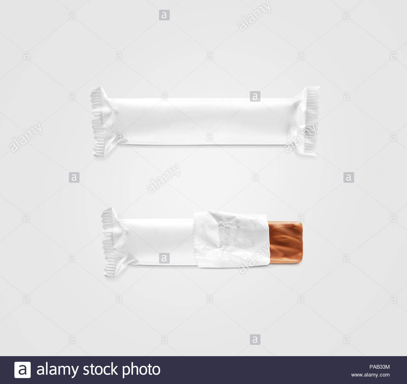 Blank White Candy Bar Plastic Wrap Mockup Isolated. Closed For Blank Candy Bar Wrapper Template
