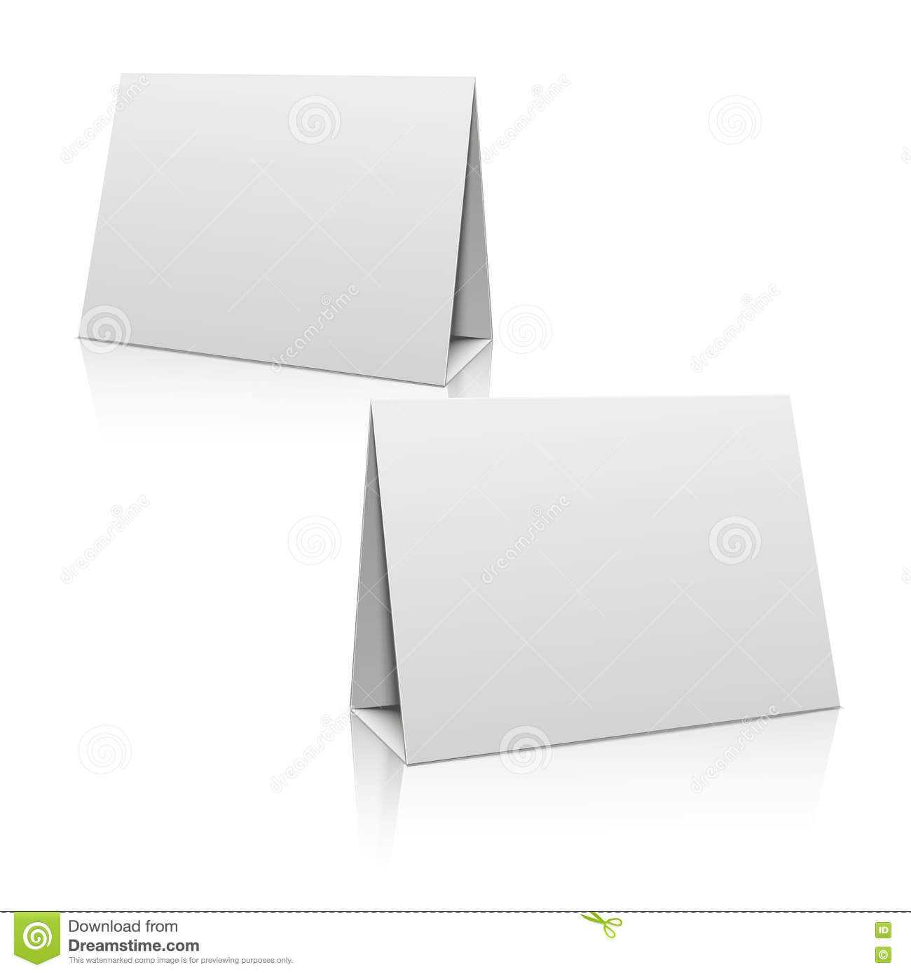 Blank White Paper Stand Table Holder Card. 3D Vector Design With Card Stand Template